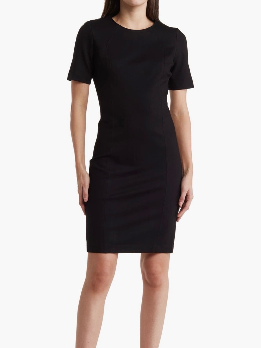 Worn once T Tahiri Black Short Sleeve Sheath Dress